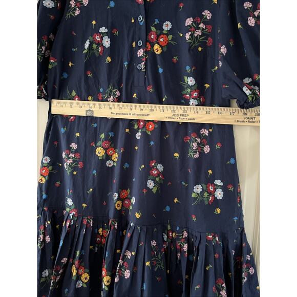 Kate Spade Belted Navy Bouquet Toss Pleated Lake Dress With Pockets Small - Picture 9 of 11